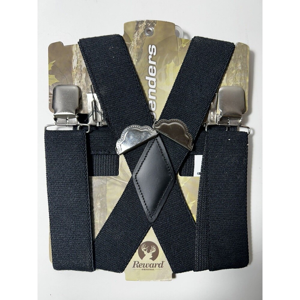 Unisex Clip-on Braces Elastic Wide "Black" Suspender